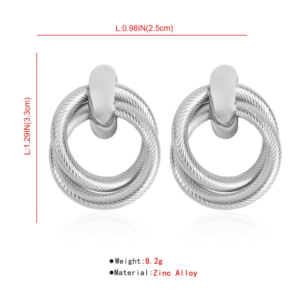 Wholesale Fashion Alloy Twisted Double Circle Earrings display picture 1