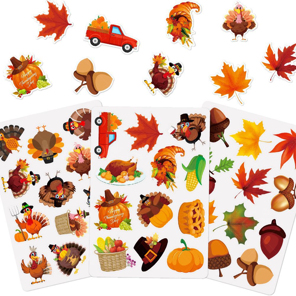 Amazon Acción de Gracias decoración calabaza pegatinas cosecha Festival de dibujos animados creativo auto-adhesivo diario regalo pegatinas