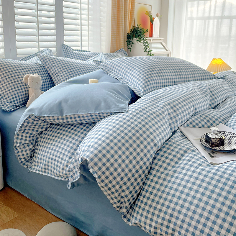 Category a Maternal and Infant Grade Super Soft Washed Cotton Four-Piece Cartoon Quilt Cover Dormitory Bed Pure Cotton Three-Piece Bedding Quilt Cover