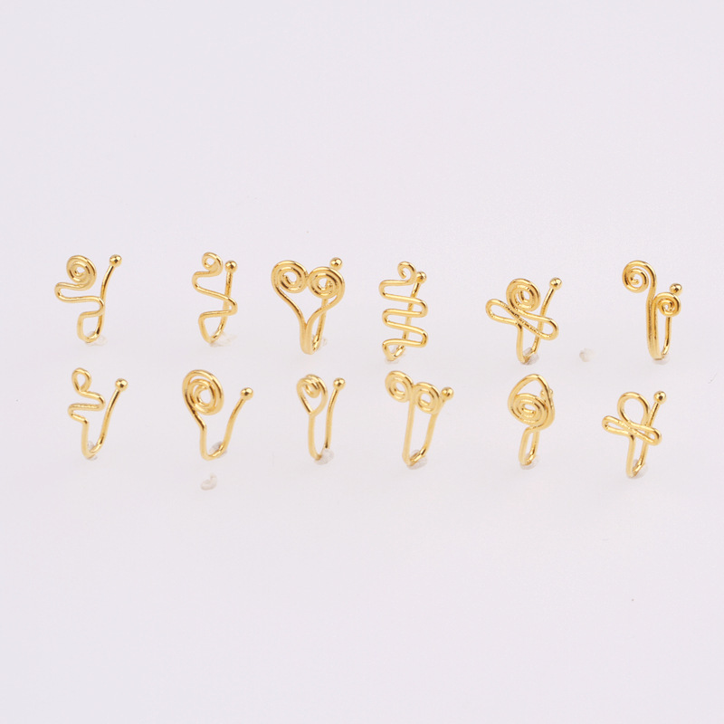 Fashionable nose piercing, diamond stone inlay, nose clip, European style
