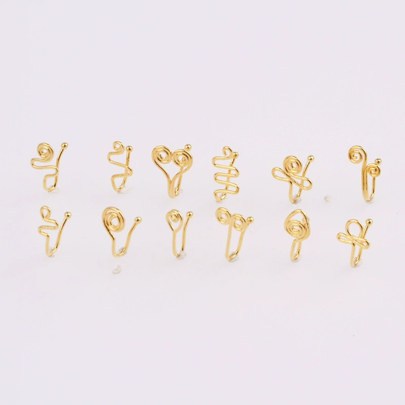 Fashionable nose piercing, diamond stone inlay, nose clip, European style