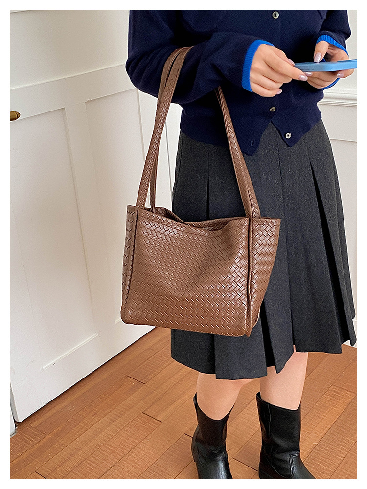 Woven Texture Open Large PU Tote Bag 18