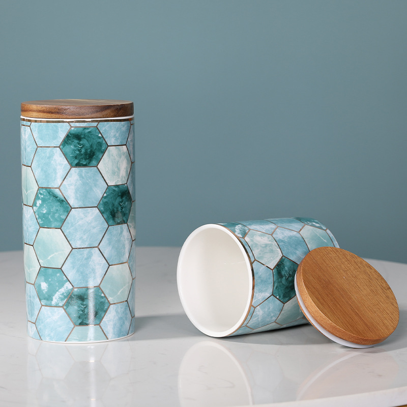 Luz de lujo creativo hogar sellado tarro cocina granos de almacenamiento tarro de almacenamiento de cerámica tarro de té tarro decorativo