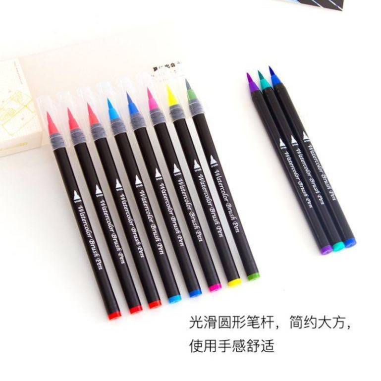 Conjunto de pinceles de acuarela transfronterizos coloridos pinceles suaves solubles en agua pueden teñir los estudiantes pintando pinceles de acuarela acuosa al por mayor