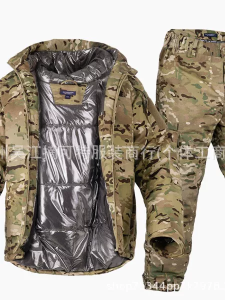 Thermal Reflective Camouflage Outdoor Tactical Cotton Jacket for Men, Cold-Proof, Warm, Durable, Cross-Border Cold Region Cotton Coat