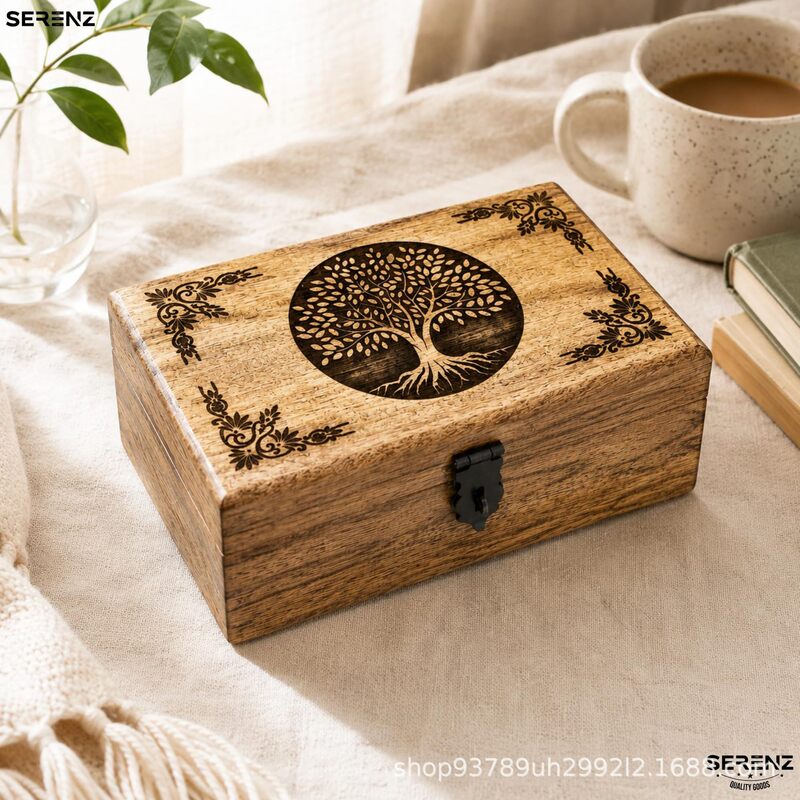 New Wooden Vintage Storage Box with Lock, Jewelry, Souvenir, Gift Packaging, Card Collection, Engraved Storage Box New Wooden Vintage Storage Box with Lock, Jewelry, Souvenir, Gift Packaging, Card Collection, Engraved Storage Box