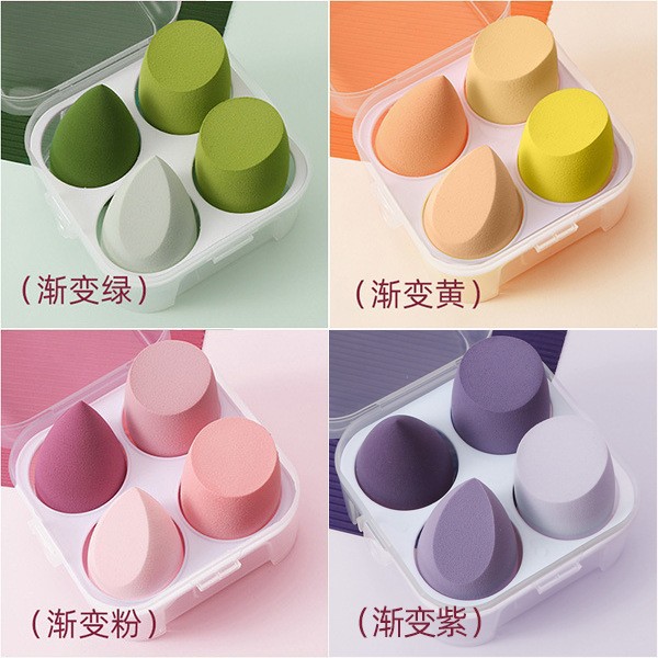 Huevos de maquillaje de belleza 4 cuadrículas de caja de estudio esponja huevo de maquillaje de color 8 cuadrículas de polvo seco y húmedo 3 cuadrículas de caja de huevos huevos de maquillaje