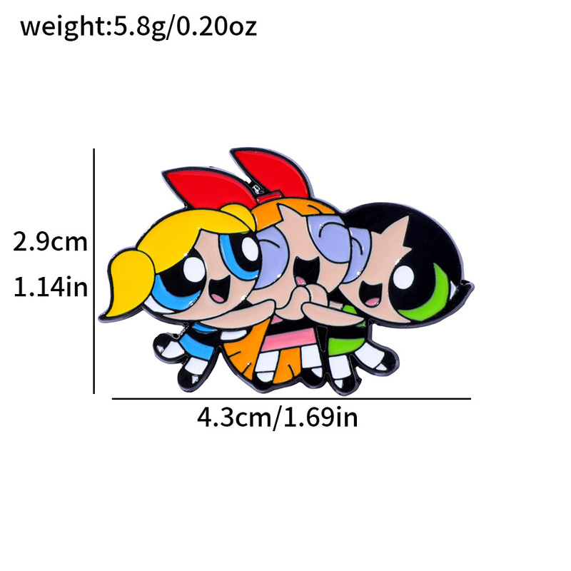 パーソナライズされたパワーパフガールズキャラクター漫画メタルバッジヨーロッパとアメリカの映画キャラクター合金ブローチバッグアクセサリー|undefined