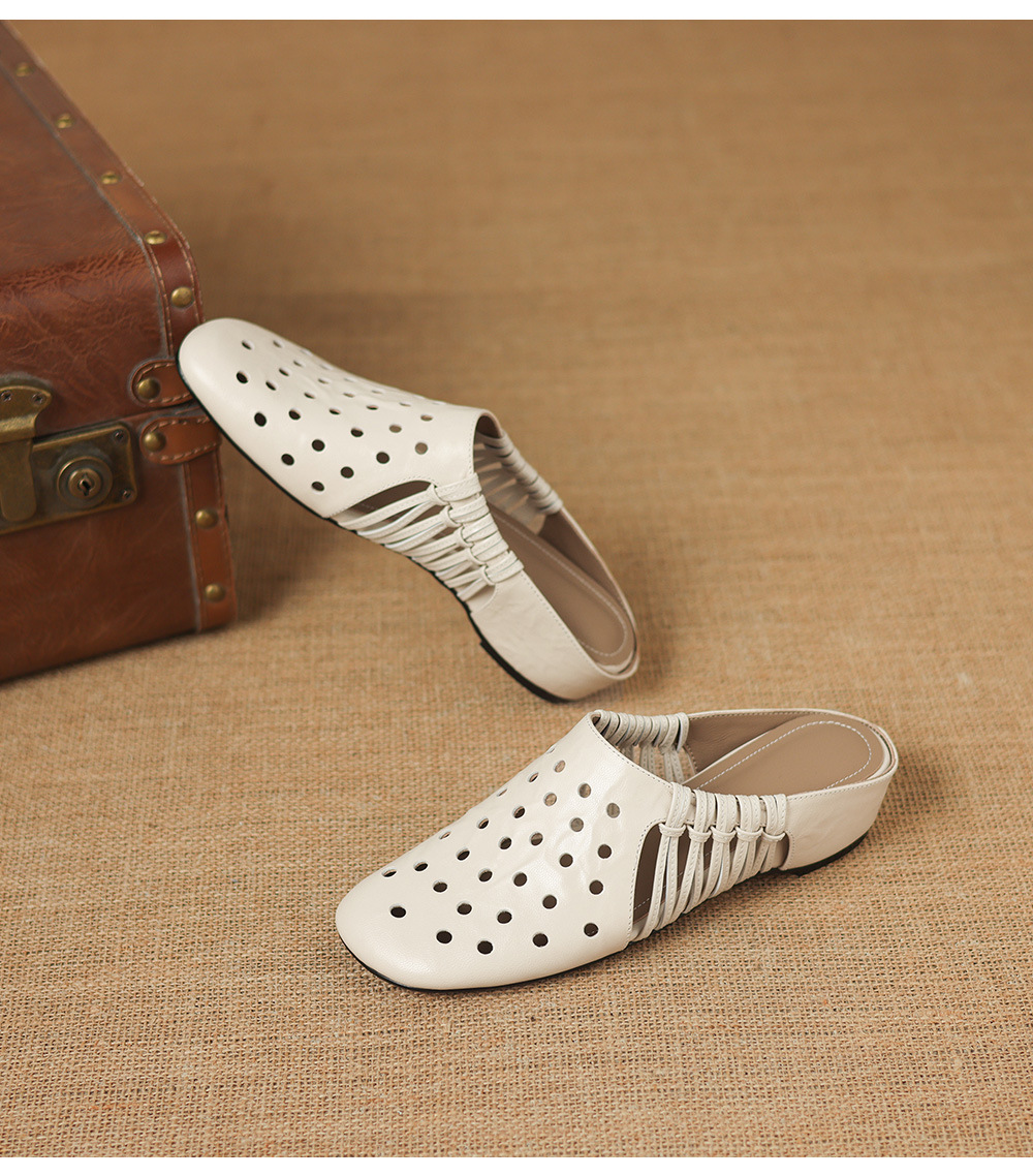 Dép sandal nữ quai chữ V đế xuồng cao gót, phong cách dệt da lộn — đen chi tiết 22