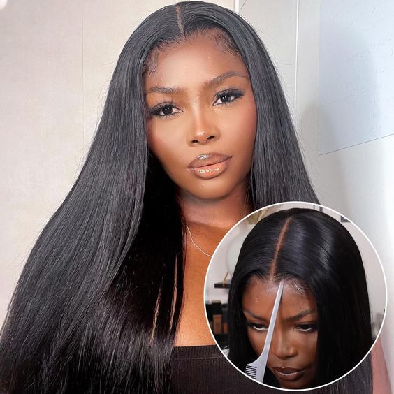 Live straight hair wig no glue head cover 4x 4wear and go glueless lace closure wig
