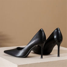 真软皮尖头2025新款春秋细跟高跟鞋软底职业工作鞋软皮不累脚单鞋