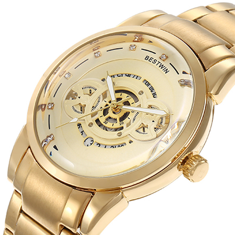 Relógio de quartzo masculino com pulseira de aço executivo_voghion.com