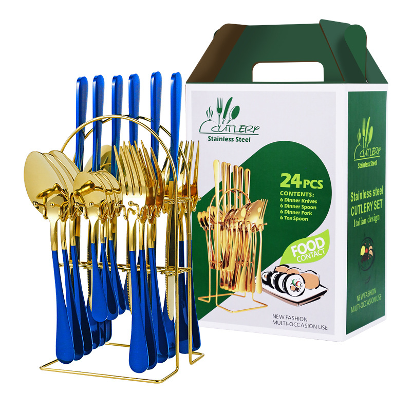 Conjunto de 24 piezas de oro azul-caja verde