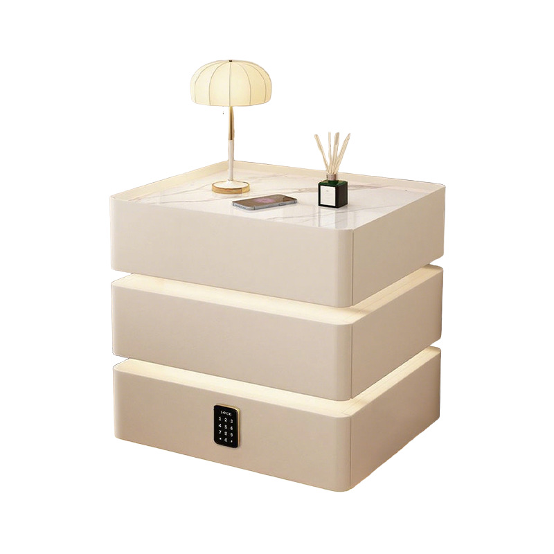 Mesita de noche inteligente, lámpara con sensor moderna y sencilla, luz de dormitorio de lujo, multifuncional, con carga inalámbrica, bluetooth, mesita de noche inteligente