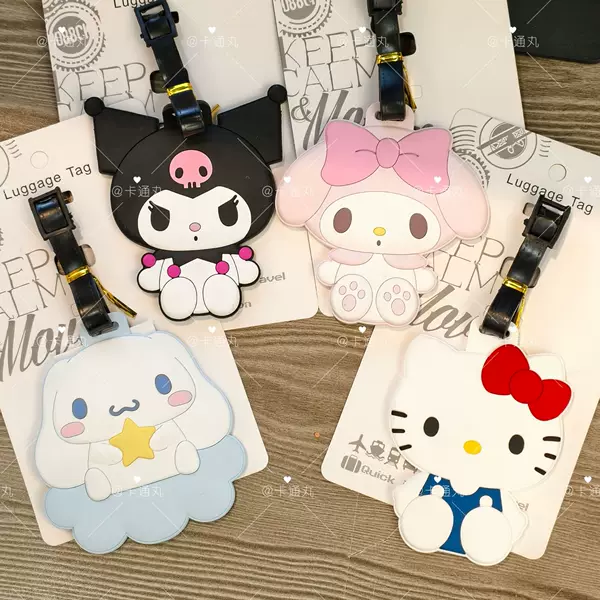 My Melody Hello Kitty Kuromi Cinnamoroll Luggage Tag Cute Bag Check-In Boarding Identification Pendant Cartoon