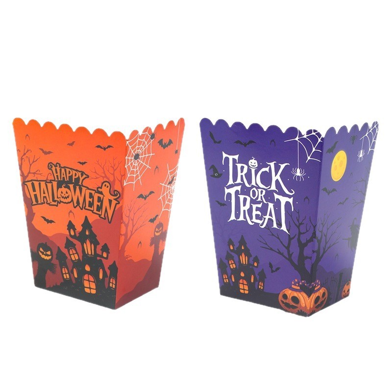ハロウィンテーマパーティーポップコーンボックス折りたたみスナックフライドポテト収納ボックスゴーストフェスティバル装飾小道具食品包装|undefined