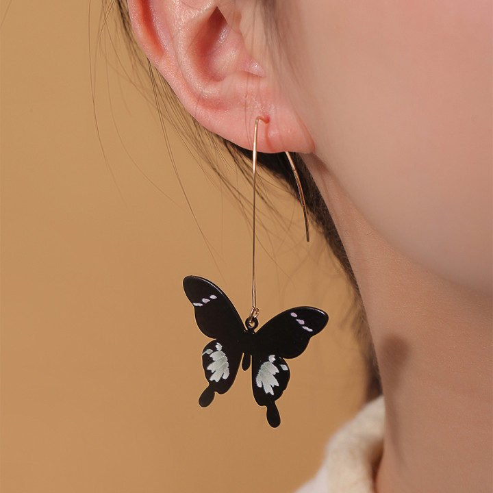 Fashion Simple Printed Black Butterfly Alloy Earrings Wholesale display picture 4