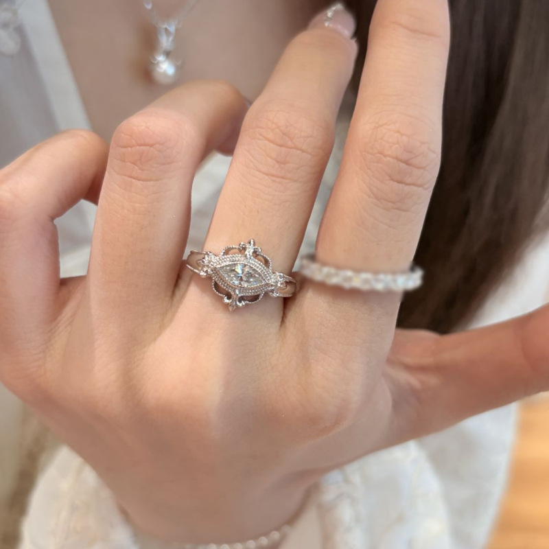 [トワイライトアイ] 絶妙な宮殿スタイルのオーキッドマーアストーンリング女性用ニッチレトロファッションライト高級ハンドジュエリー|undefined