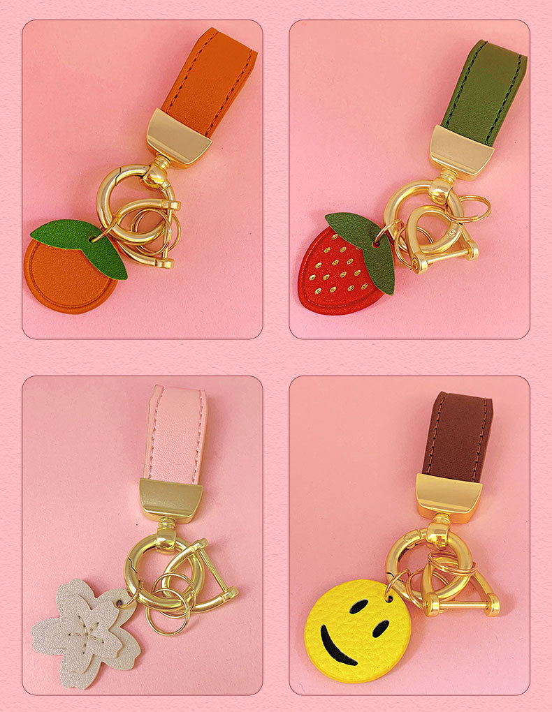 10g Weight Bag Pendant, Keychain Classification Daily Occasion Pu Leather, Alloy Material Cute Fruit Flower Pu Leather Alloy Women's Bag Pendant Keychain