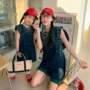 夏季母子撞色韩版亲子装