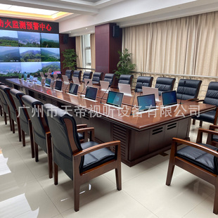 Customized Lcd Screen Lift Paperless Conference System Conference Table with Microphone Lift All-In-One Smart Screen