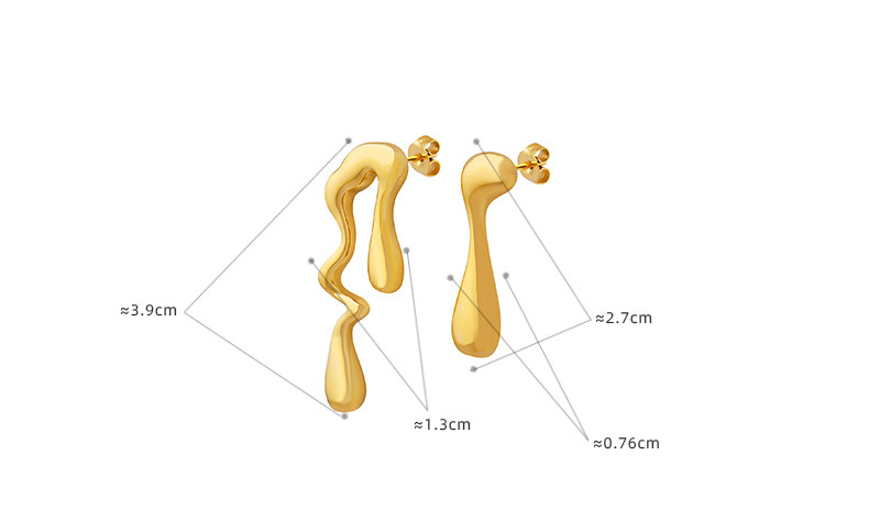 9g Weight 0.03µm-0.05µm Gold Plating Thickness PVD Coated Real Gold Plated Asymmetrical Titanium Steel French Style Waterproof Non Tarnish Ear Studs