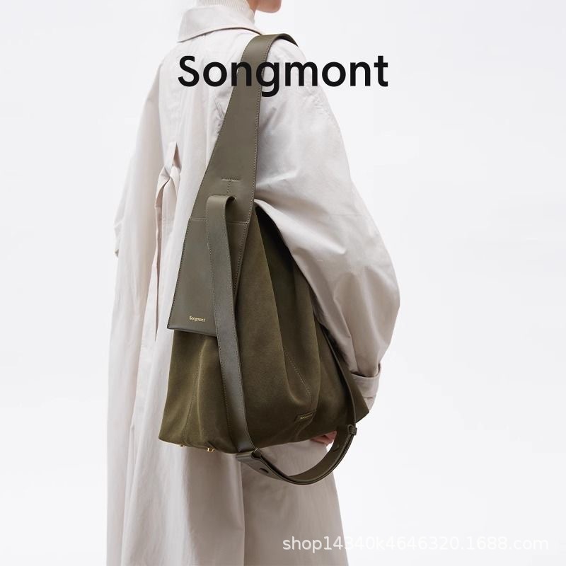 Songmont 山下裕松 中型 大型 スエード 吊り耳トートバッグ 通勤 大容量 ショルダー クロスボディ レディースバッグ|undefined