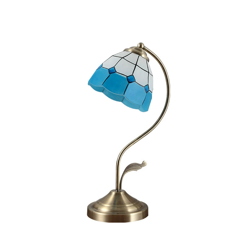 Retro Bedside Table Lamp, Retro Creative Lantern, Button Switch, 6/8/12W, White or Blue Shade