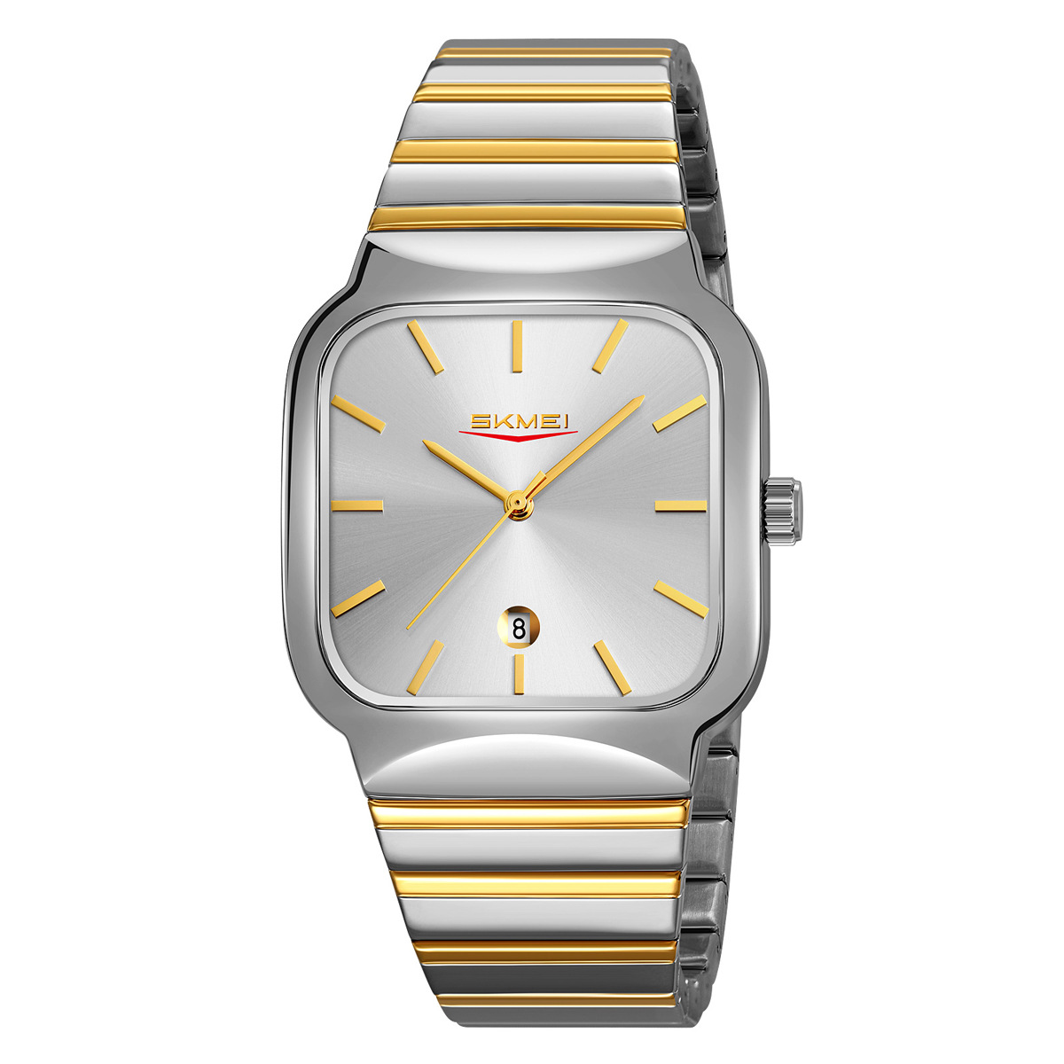 Reloj de negocios para hombres cuadrado de cuarzo correa de acero simple calendario negro relojes de hombre al por mayor en stock transfronterizo
