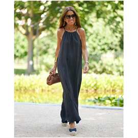 Solid Loose Sleeves Hanging Neck Dress 宽松无袖挂脖连衣裙