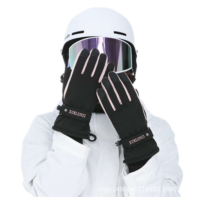 Guantes de esquí al aire libre invierno mujer otoño e invierno cálido a prueba de viento impermeable pantalla táctil ciclismo deportes guantes de algodón
