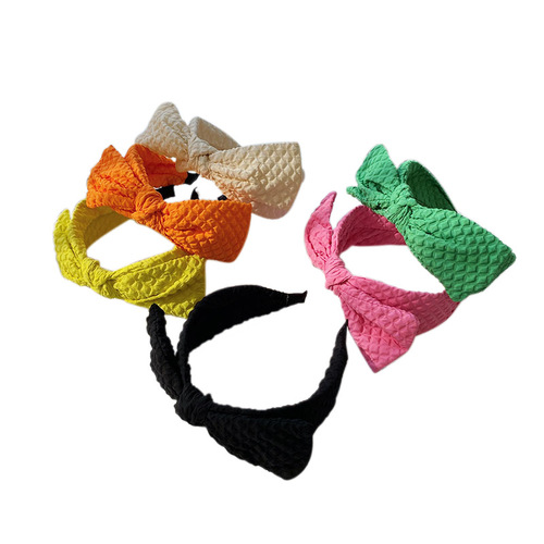 Summer new bow headband cream plaid wide-brimmed headband internet celebrity face wash hair hole pressed hair hair bundle headband