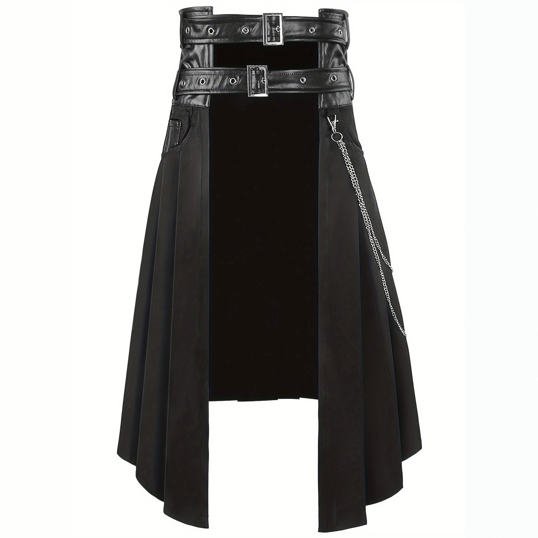 Medieval New Style European and American Dark Rock Punk Ash Series Gothic Asymmetrical Half-Skirt Men's Clothing