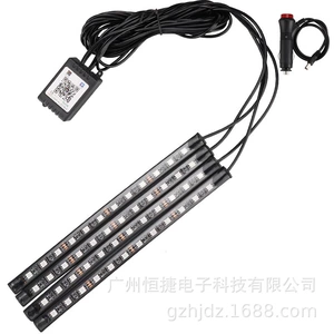 USB avtomobil daxili ayaqaltı atmosfer işığı 12LED, birə-dörd rəngli Bluetooth səsli 48SMD