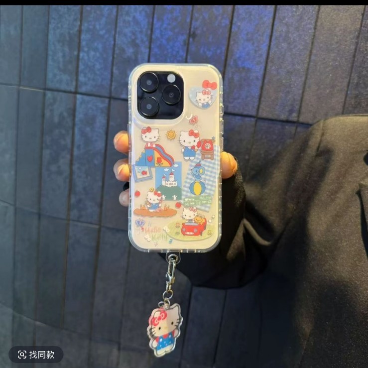 爆款圆边双层多巴胺kt猫适用iphone16promax苹果15可爱13手机壳14|undefined