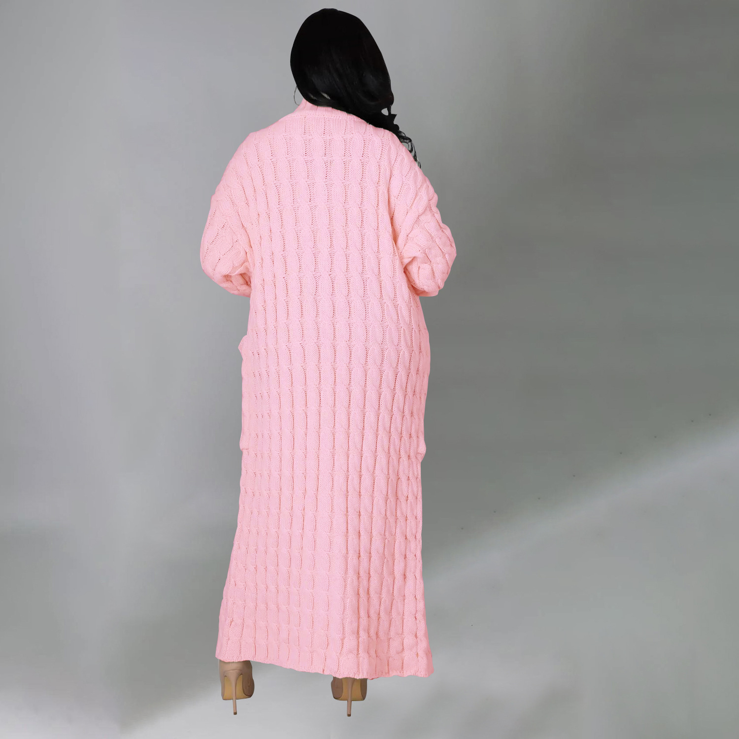 2025 nuevo otoño e invierno Amazon ropa de mujer europea y americana moda bolsillo cárdigan casual suéter de manga larga largo color sólido exterior