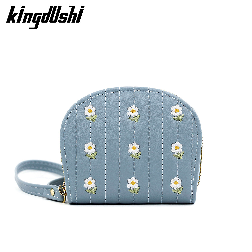 Coreano pequeño fresco bordado damas cartera corta bolsa de tarjeta de órgano bolsa de mano bolsa de mujer bolsa de cambio bolsa con cremallera bolsa al por mayor