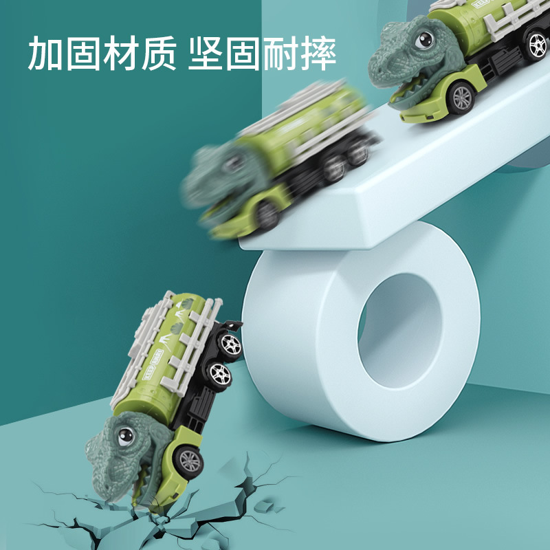 Dinosaurio de dibujos animados Ingeniería juguete para niños coche traje niño rompecabezas Tyrannosaurus excavadora coche grúa resistente a la caída