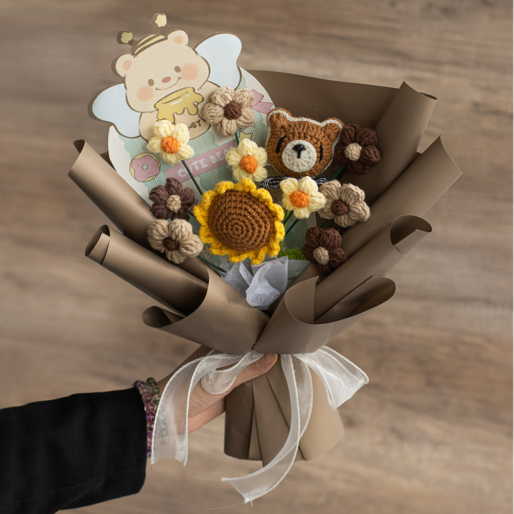 Navidad hecha a mano un ramo de girasoles mezclar y combinar imitación ganchillo flores tulipas regalos de vacaciones