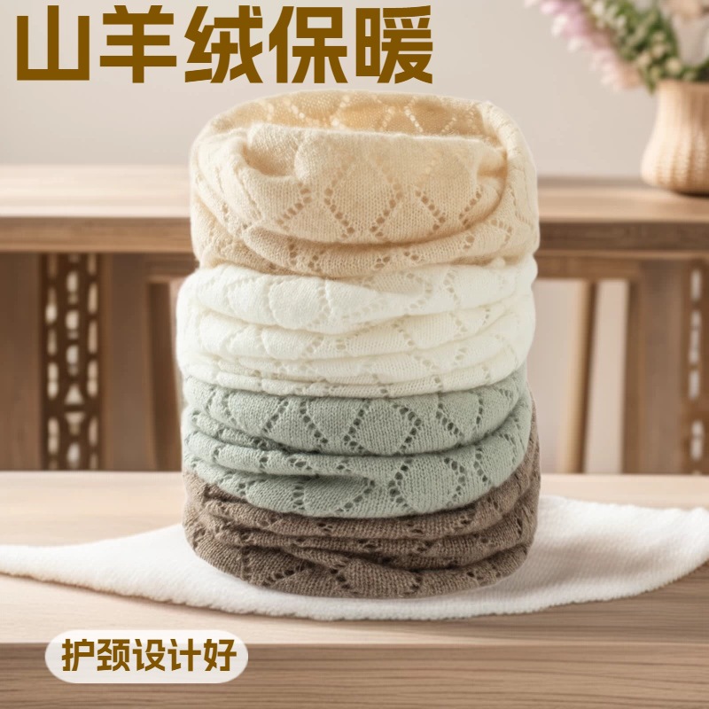 Manufacturer Cross-Border Wholesale 35% Cashmere Skin-Friendly Neck-Protecting Warm Knit Versatile Pullover Cashmere Scarf