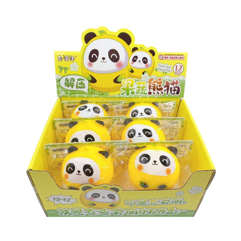 Nuevo panda pellizco pellizco le harina de descompresión de ventilación bola animada animal lindo rebote lento pellizco pellizco juguetes al por mayor