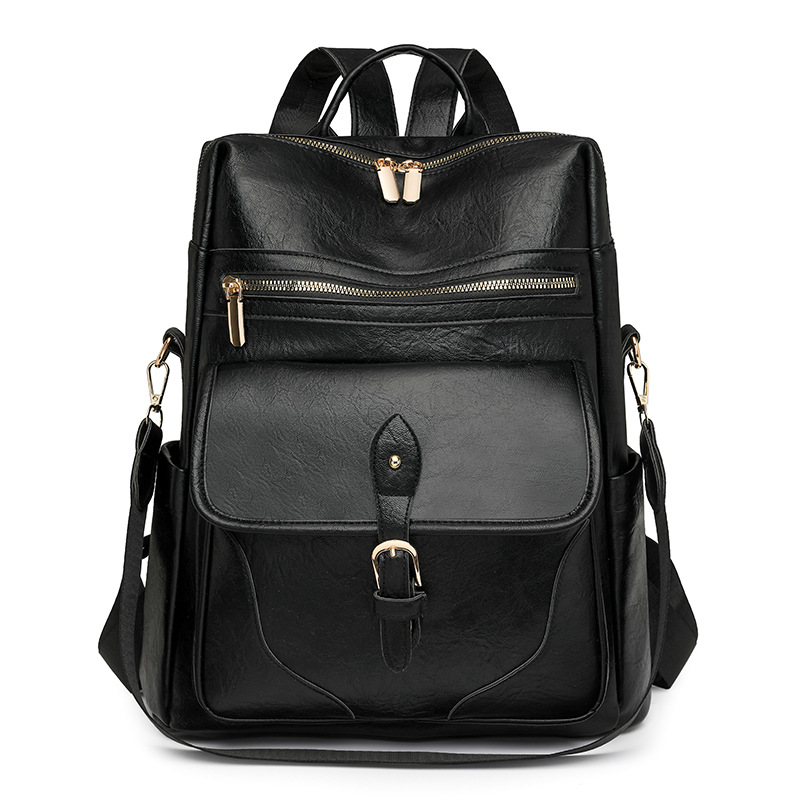 2025 nueva mochila de cuero suave para mujer retro europea y americana, mochila multifuncional de gran capacidad de moda