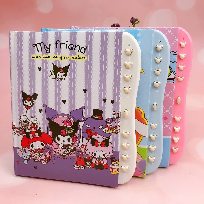 Картонный большой блокнот Kuromi Melody Little White Dog, кодовый блокнот с замком, 64K, студенческий дневник