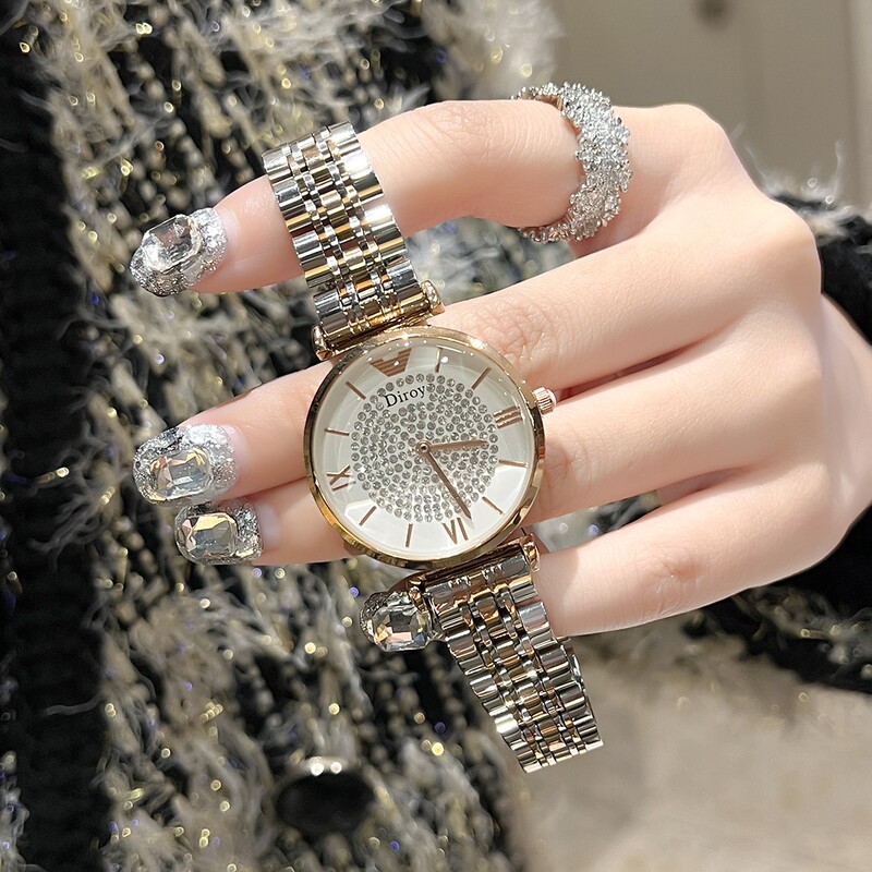 Fashionable Amara Ar1926 Rose Gold Starry Sky Watch for Women, Ferris Wheel Full Diamond Steel Band Women's Fashion Quartz Watch Fashionable Amara Ar1926 Rose Gold Starry Sky Watch for Women, Ferris Wheel Full Diamond Steel Band Women's Fashion Quartz Watch