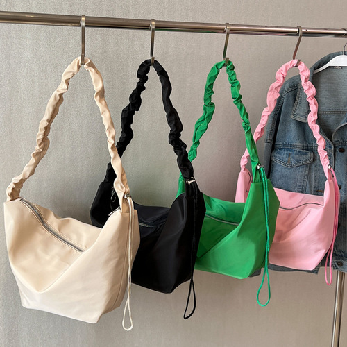 Bags  New Korean Style Simple Solid Color Pleated Cloud Bag Versatile Casual Dumpling Shape Single Shoulder Crossbody Bag for Women