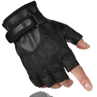Cycling Half-Finger Leather Gloves Men's Pu Spring and Autum Men's and Women's Cycling Non-Slip Mountaineering Sun Protection Sliding Sports Tactics