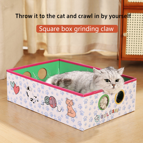 Cat Scratch Board Cat Bed Combo Large Corrugated Paper Scratch Pad Replaceable Cat Toy Self-Entertaining Pet Supplies