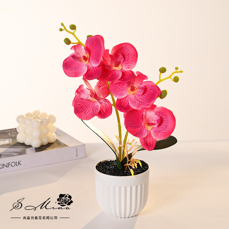 Orquídea de mariposa impresa de serigrafía floral orquídea de mariposa imitación de flores bonsai decoración de sala de estar decoración de escritorio interior decoración de casa maceta artificial image 10