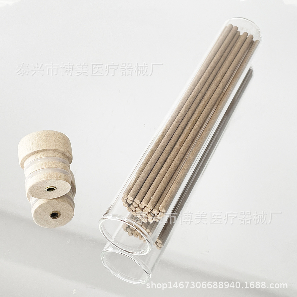 新款单圈荷木桃木10.5cm/21cm透明玻璃线香管沉香檀香带香插塞子