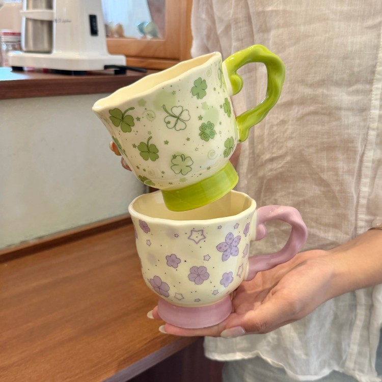 Tazas de cerámica casera de flores francesas tazas de agua de bebida taza de desayuno de oficina taza de café taza de leche